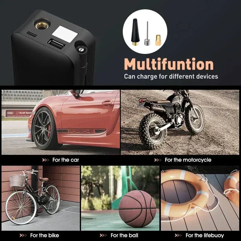 Portable Rechargeable Air Inflator for Cars and Bikes - 150 PSI