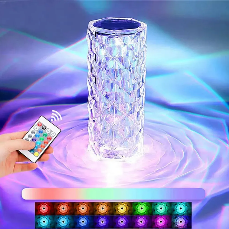 Remote-Controlled LED Crystal Lamp – 16 Color Options, Touch Sensor