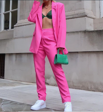 Women's Blazer and Pants Set | Tailored Sleek Design | Wide-Leg Trousers | Comfortable Fit