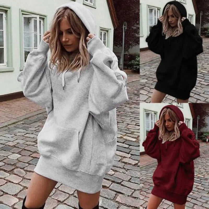 Hoodie Dress | Oversized Fit | Comfortable Casual Wear | Polyester