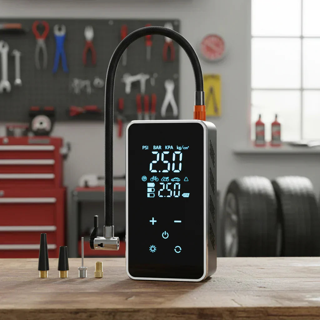 Portable Touchscreen Air Inflator for Cars and Bikes - 150 PSI