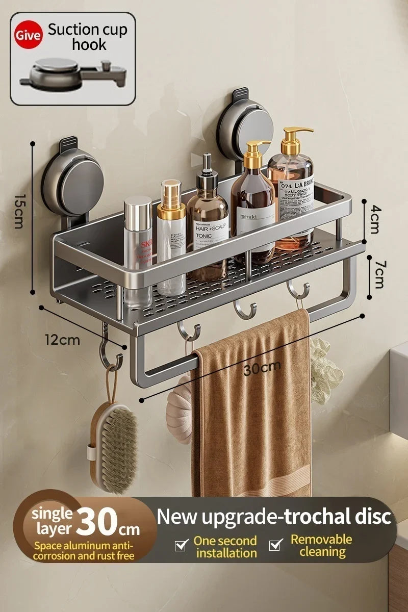 Suction Cup Bathroom Shelf – Easy Installation, No Drilling Needed