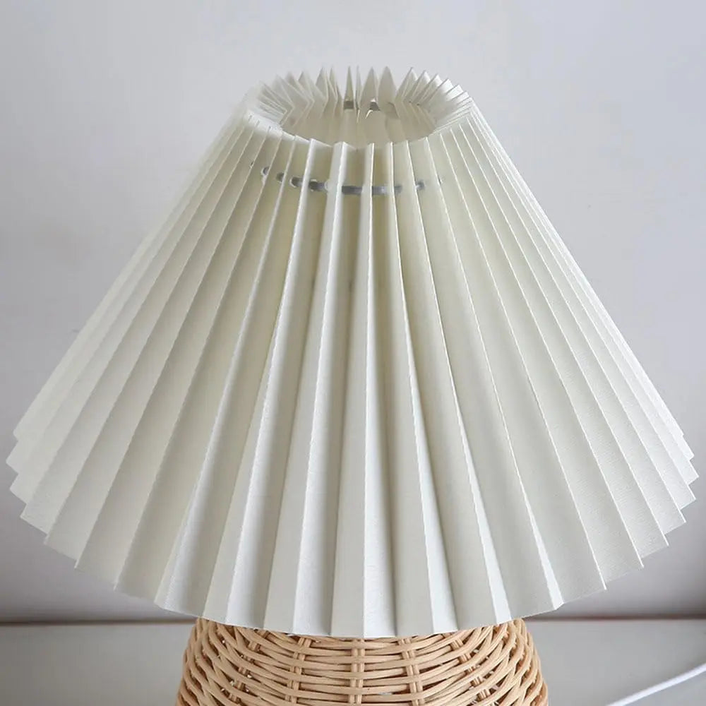 Vintage-Inspired USB LED Bedside Lamp with Pleated Shade