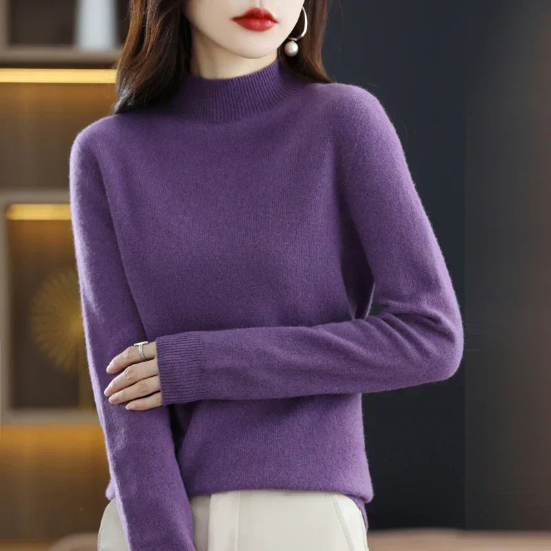 LuxeMerino Women's 100% Pure Wool Sweater for Chillier Days