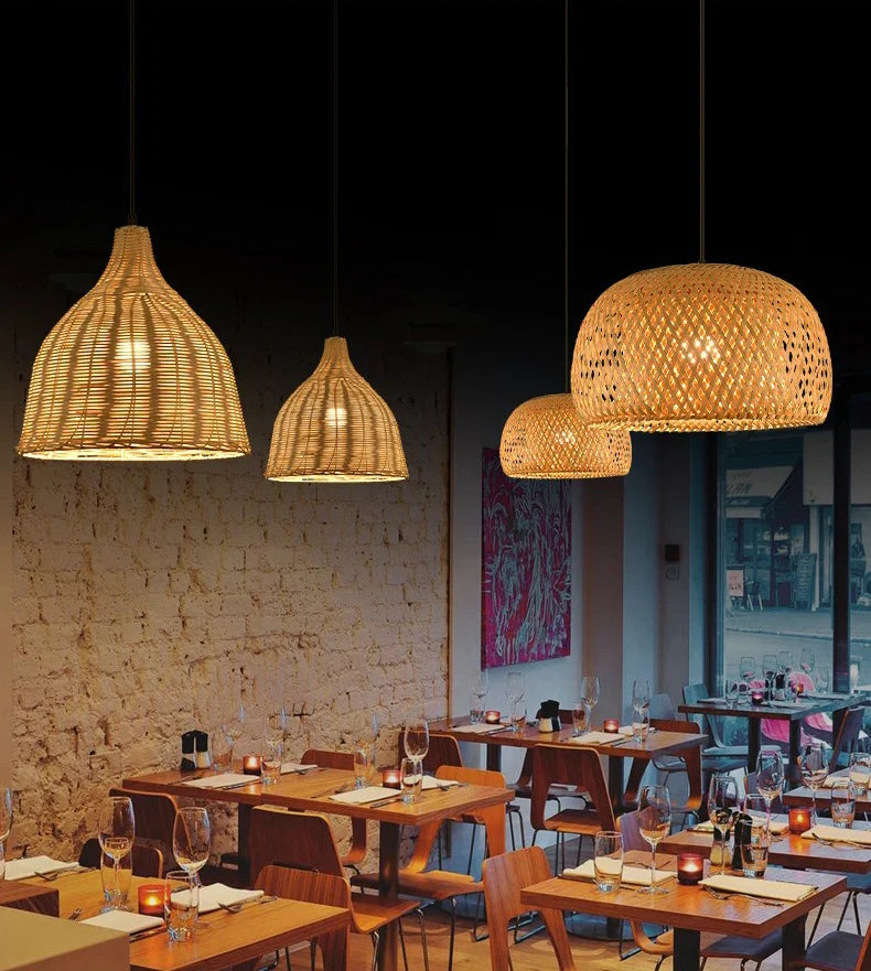 Artisan Crafted Bamboo Pendant Light – Eco-Friendly LED Fixture