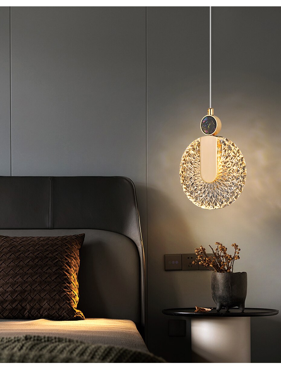 Luxe Aura Crystal Round Pendant Light Fixture