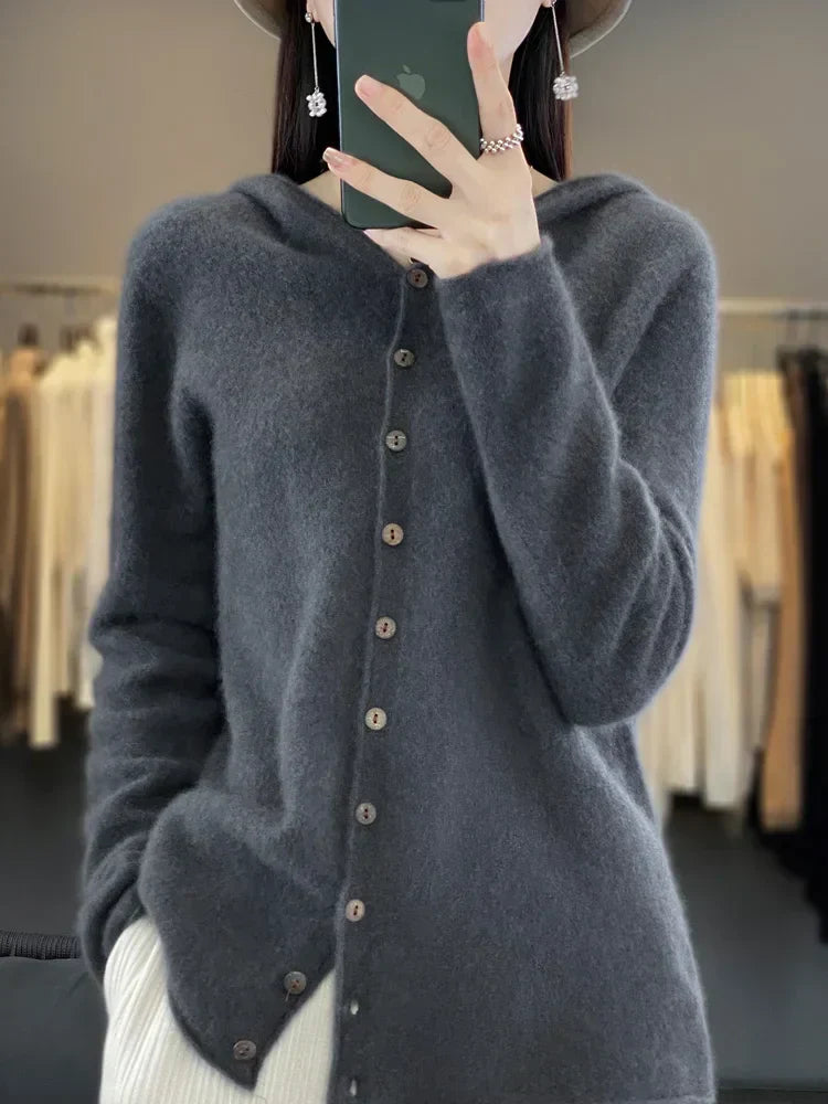 EverWarm Pure Merino Wool Cardigan for Winter Elegance