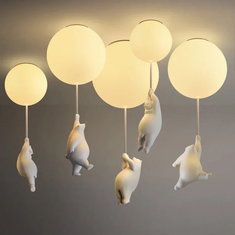 Charming Teddy Bear Balloon Pendant Light for Kids' Rooms
