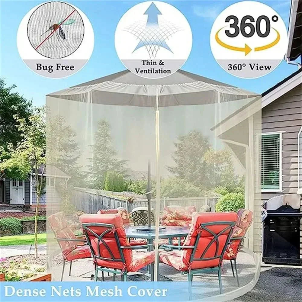 SafeHaven Mosquito Net for Parasols Up to 4 Meters with Zip Access