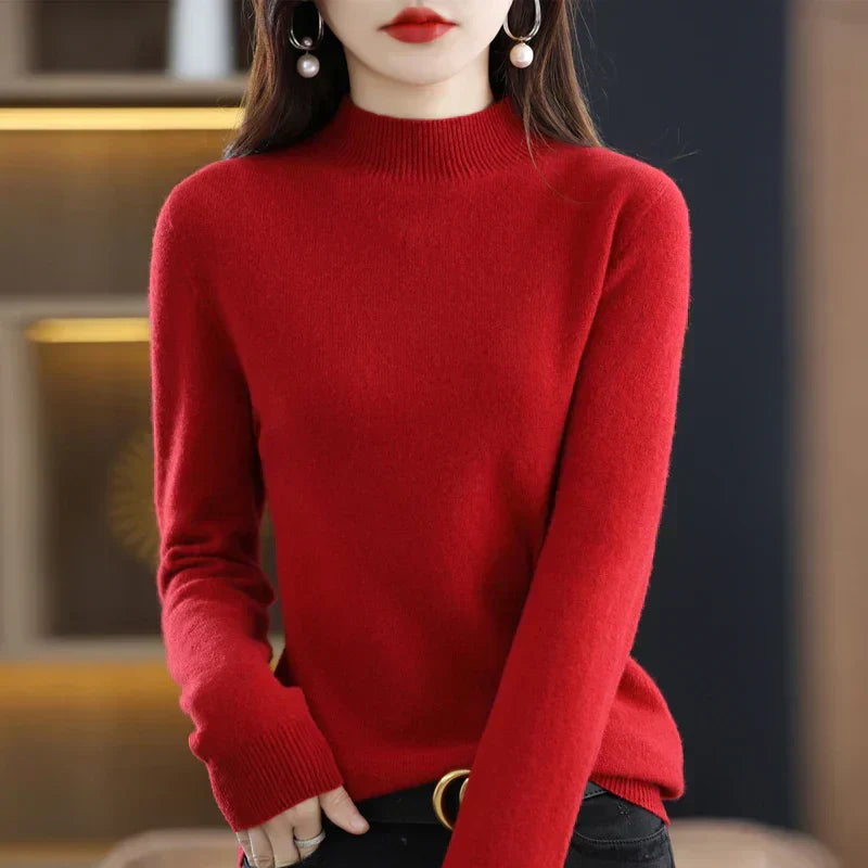 LuxeMerino Women's 100% Pure Wool Sweater for Chillier Days