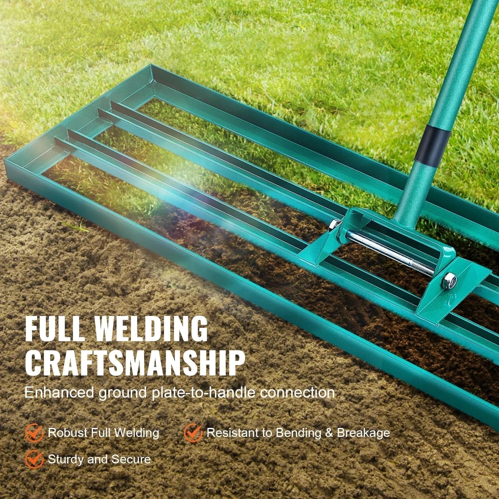 GardenMaster Pro Rake with Extended Handle for Perfectly Even Lawns