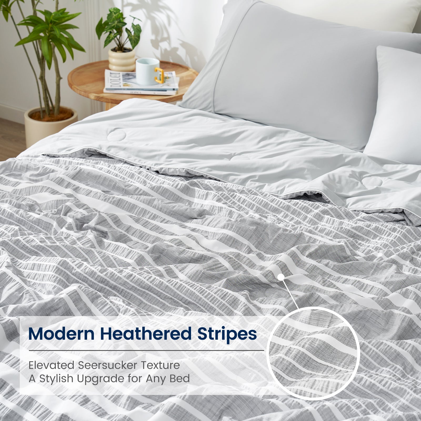 Lightweight Striped Comforter for Improved Airflow and Cooling Effect