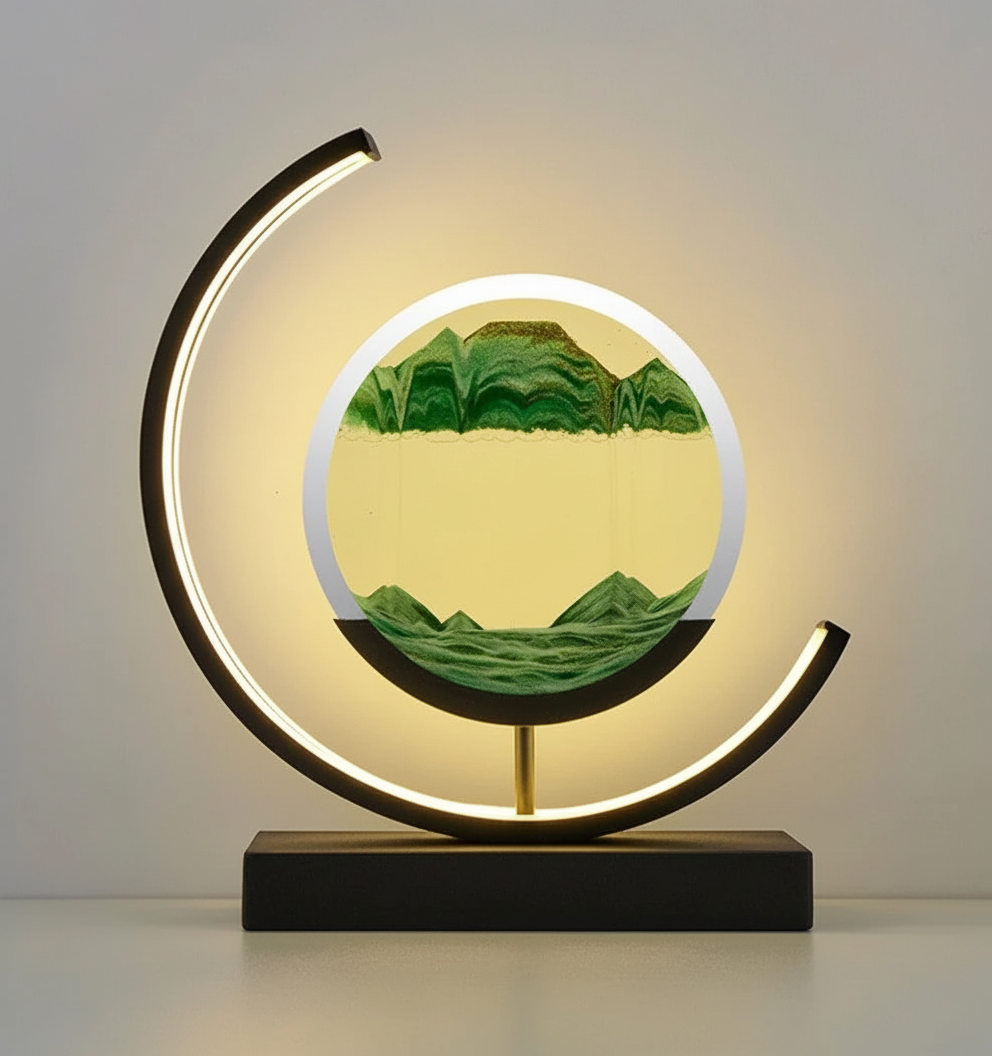 Calming Glow Table Lamp with Unique Sand Design for Tranquil Bedrooms