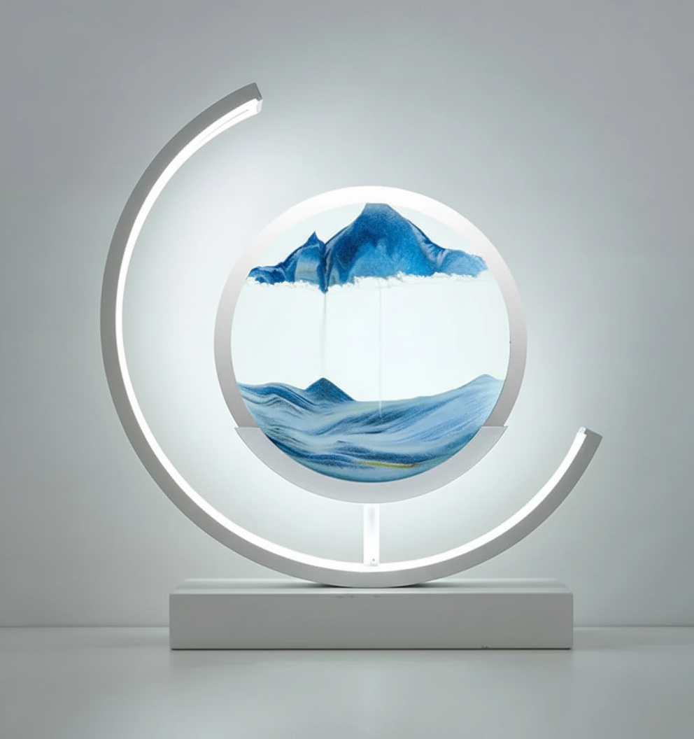 Calming Glow Table Lamp with Unique Sand Design for Tranquil Bedrooms