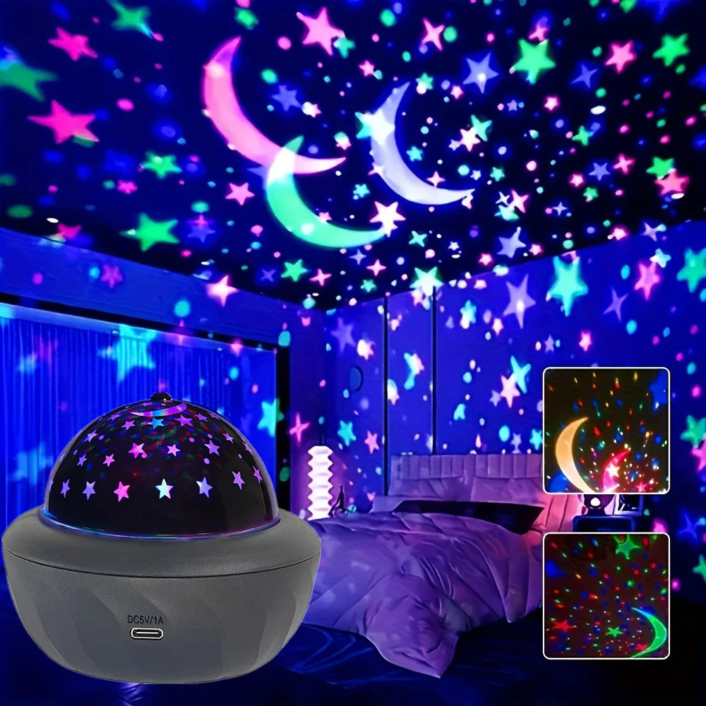 USB Galaxy Projection Lamp with Colorful Rotating Stars