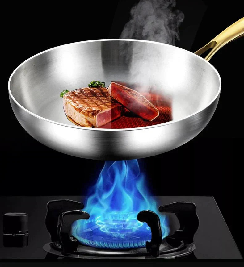 TitanPro 316 Stainless Steel Frying Pan with 7-Layer Build, 2mm Thickness, Induction Compatible
