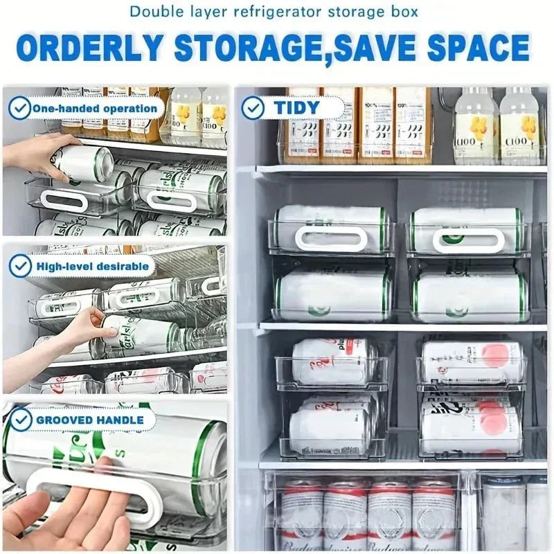 SmartFlow Dual-Tier Can Organizer for Tidy Refrigerators