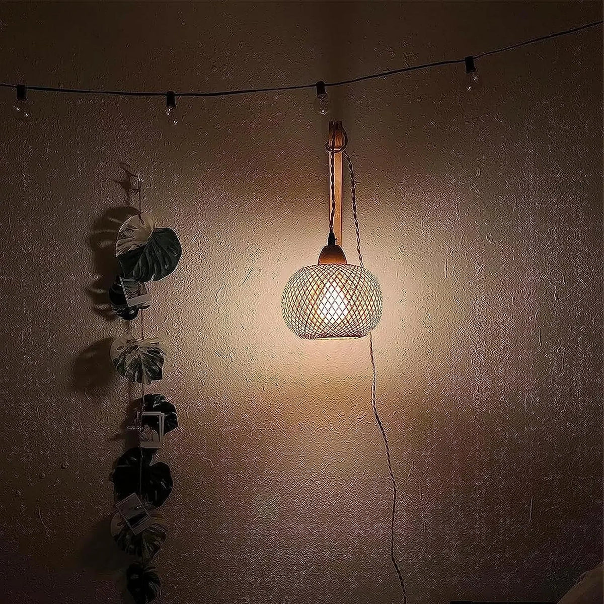 Natural Weave Wall Lantern - Handcrafted Rattan Light Fixture