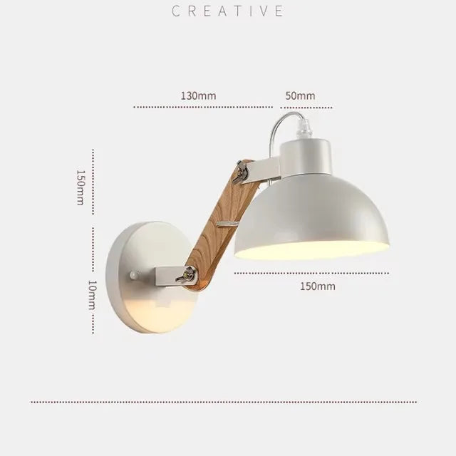 Elegant Adjustable Wall Lamp with Articulating Arm and Wood Accent