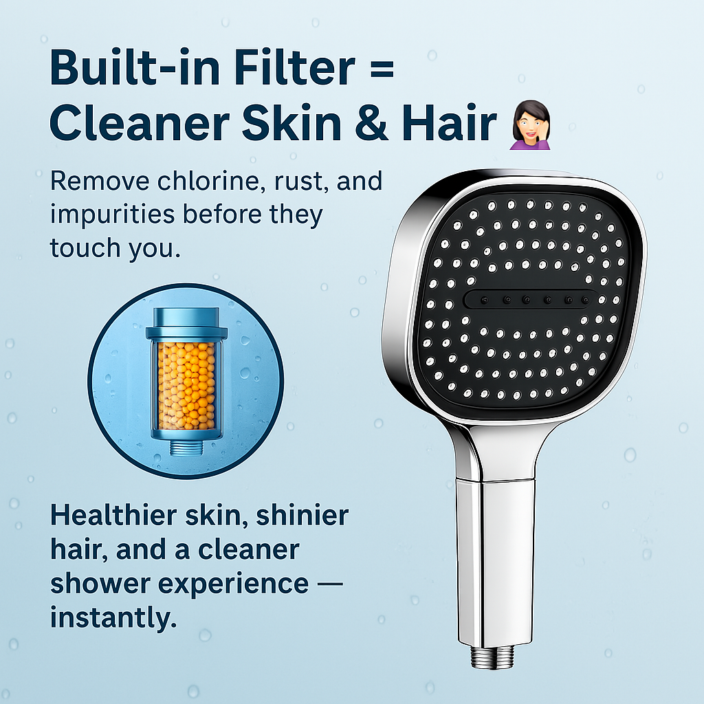 Enhanced Shower Experience: High-Pressure Filtered Shower Head