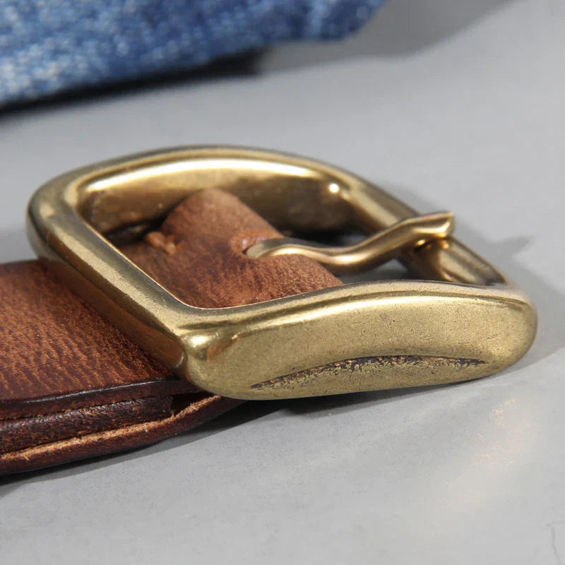 Men's Leather Belt with Sturdy Brass Buckle – Durable Everyday Accessory