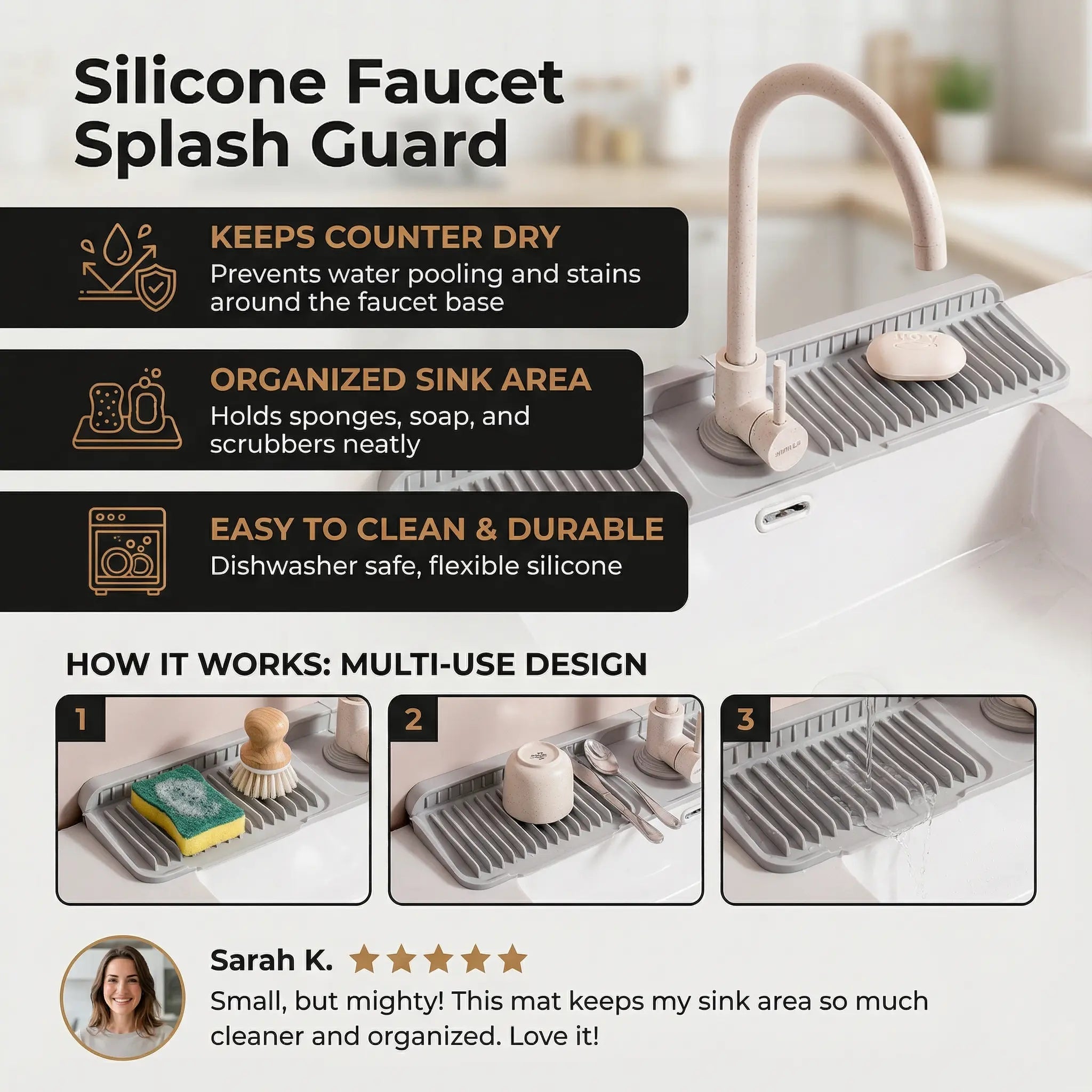 Silicone Faucet Splash Guard for Mess-Free Living