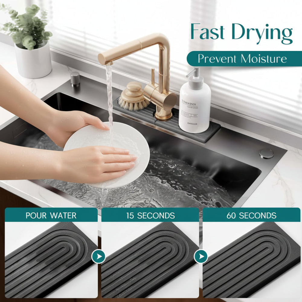 Eco-Friendly Diatomite Sink Mat with Drip Tray for Kitchen Use