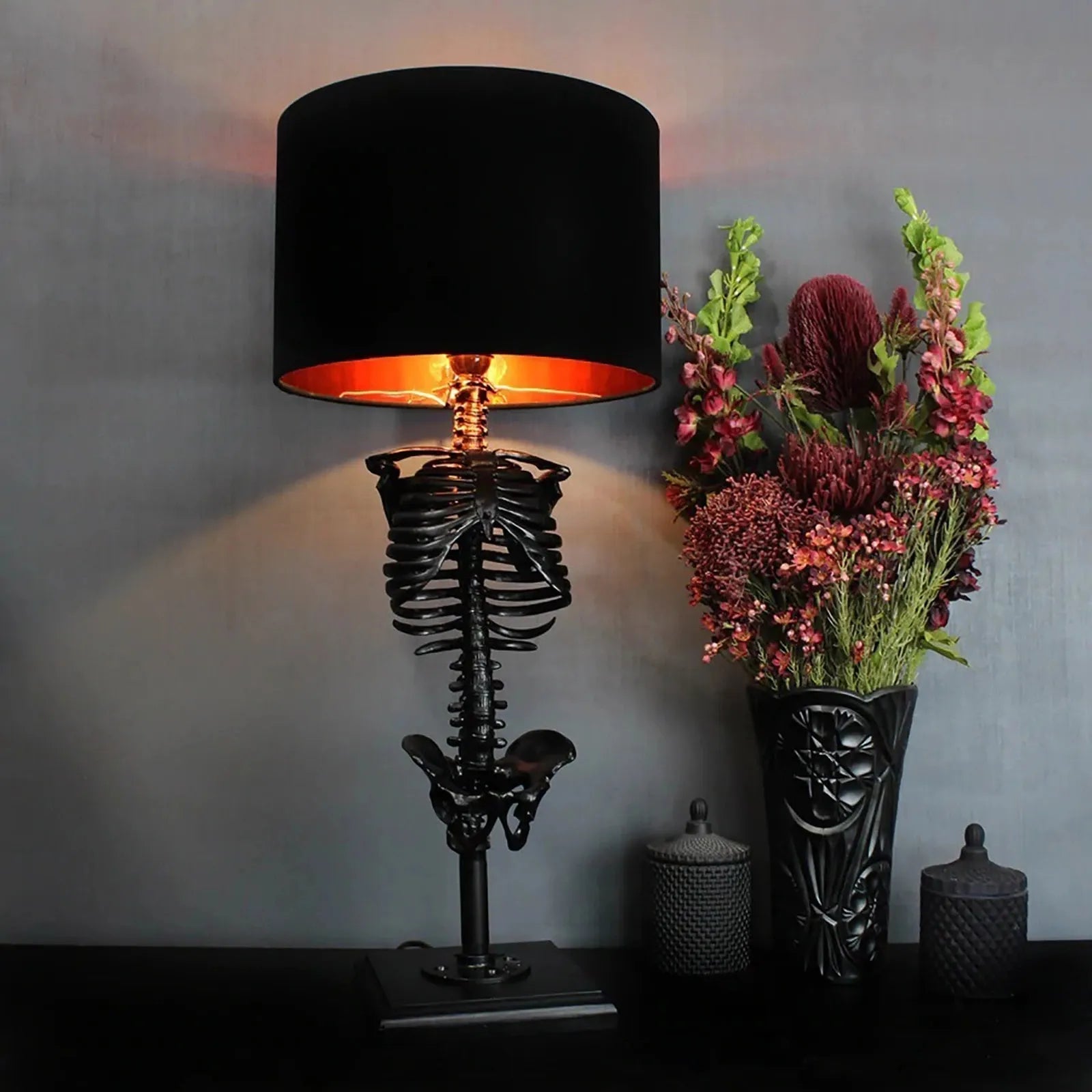 Table Lamp with Gothic Skeleton Design