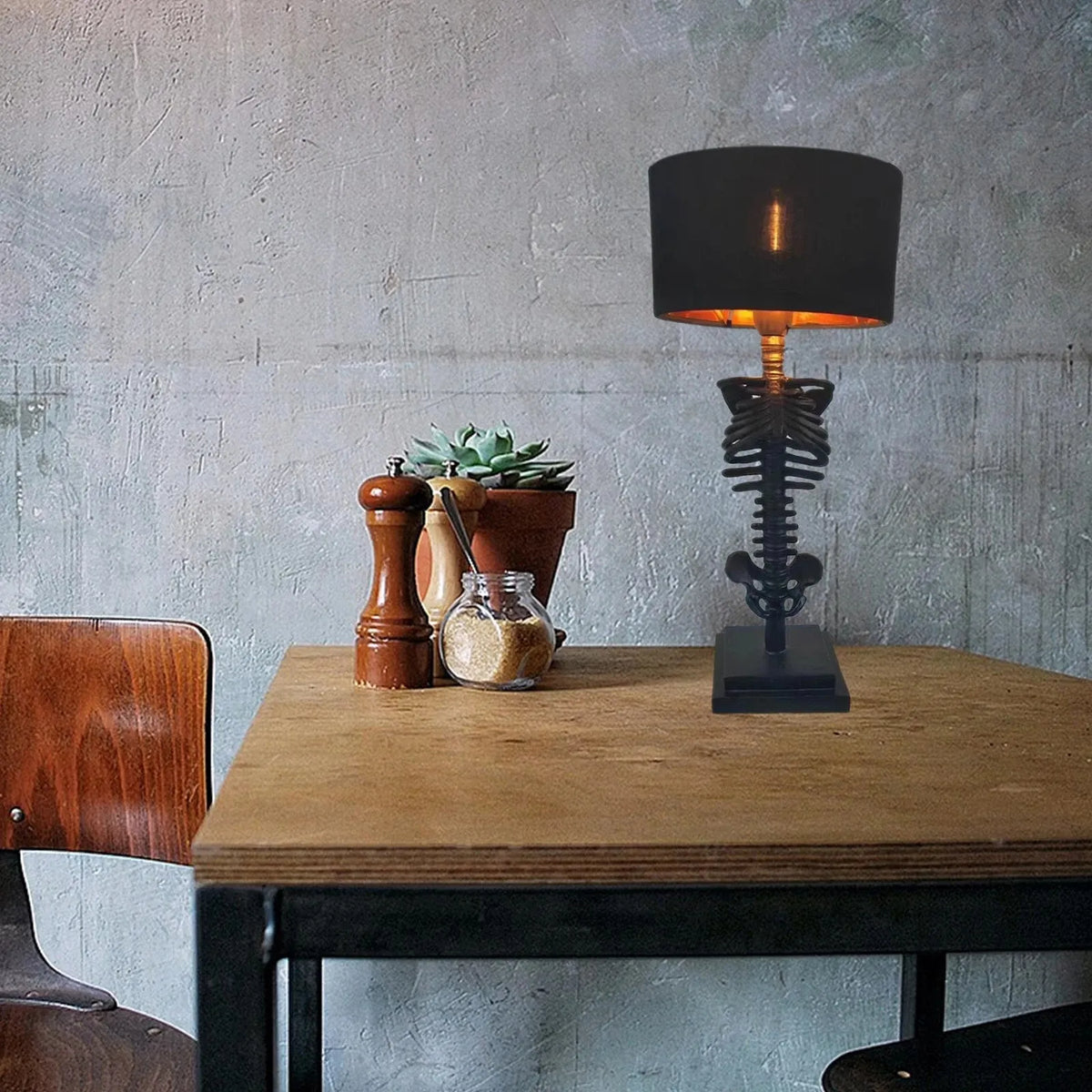 Table Lamp with Gothic Skeleton Design