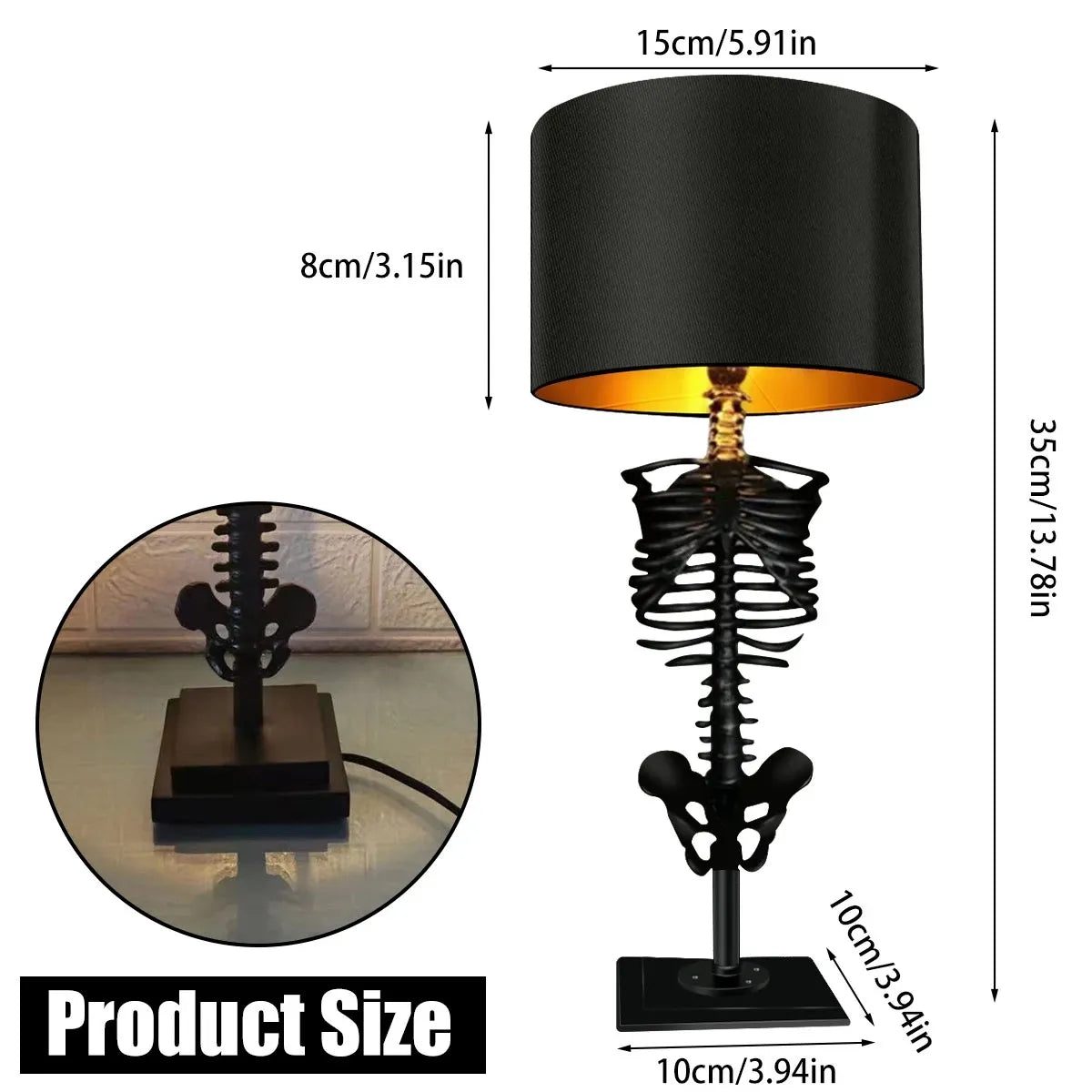 Table Lamp with Gothic Skeleton Design