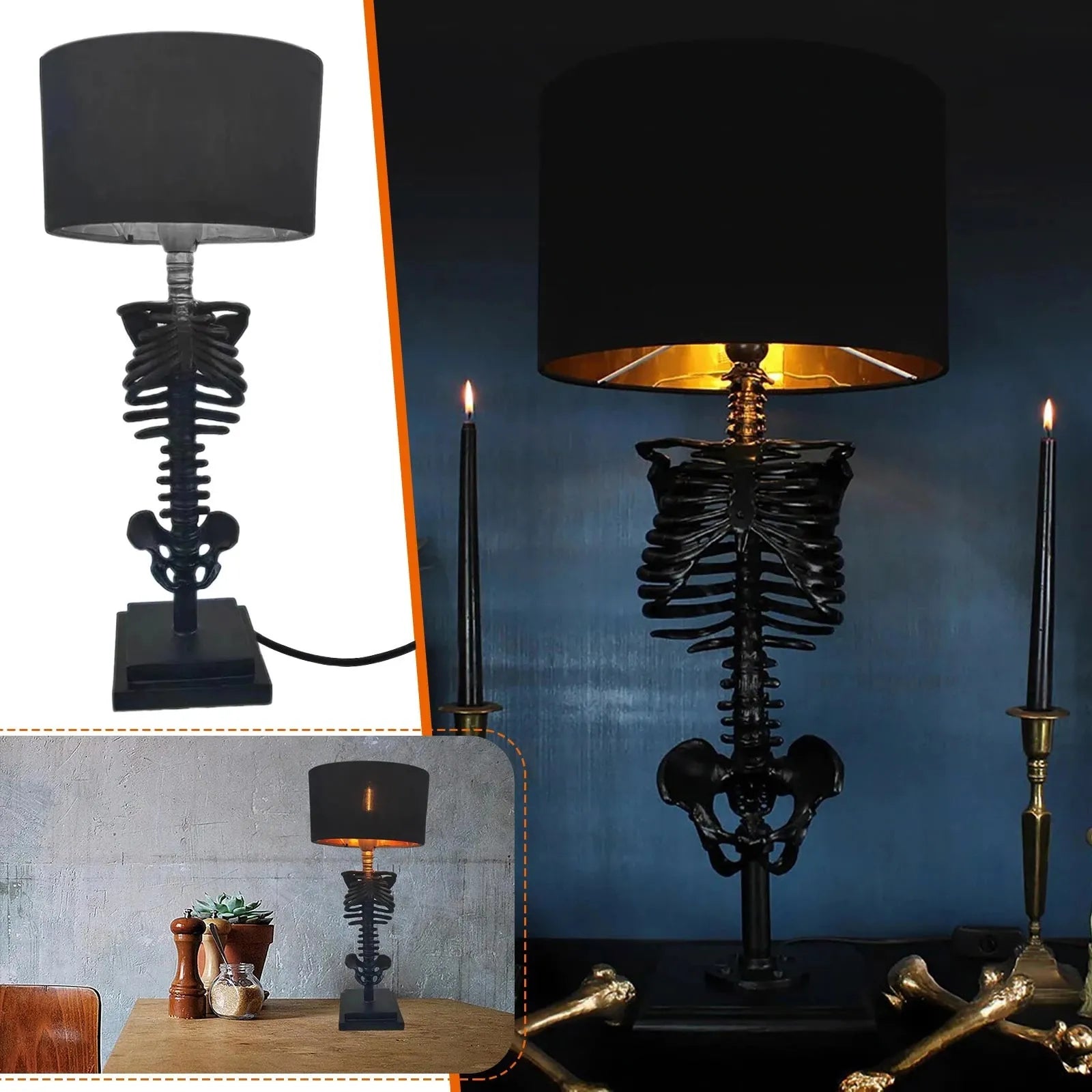 Table Lamp with Gothic Skeleton Design