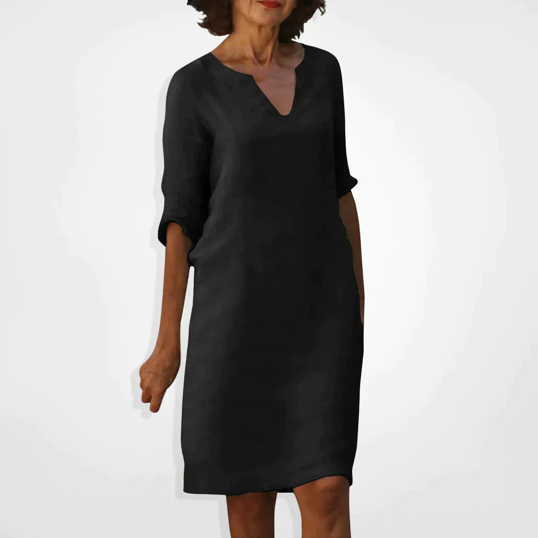 Women’s Dress | V-Neck & Three-Quarter Sleeves | Soft Premium Fabric | Midi Length