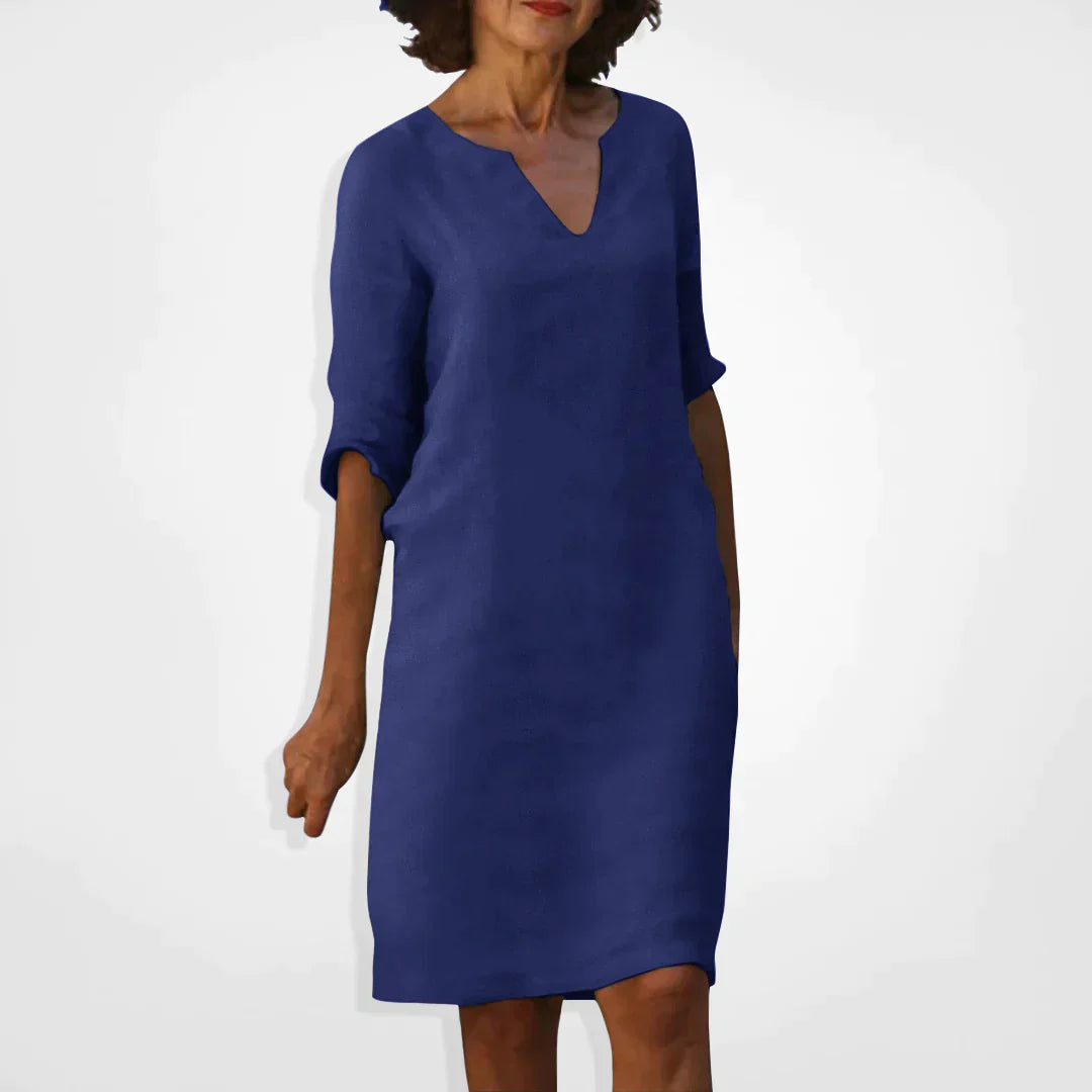 Women’s Dress | V-Neck & Three-Quarter Sleeves | Soft Premium Fabric | Midi Length