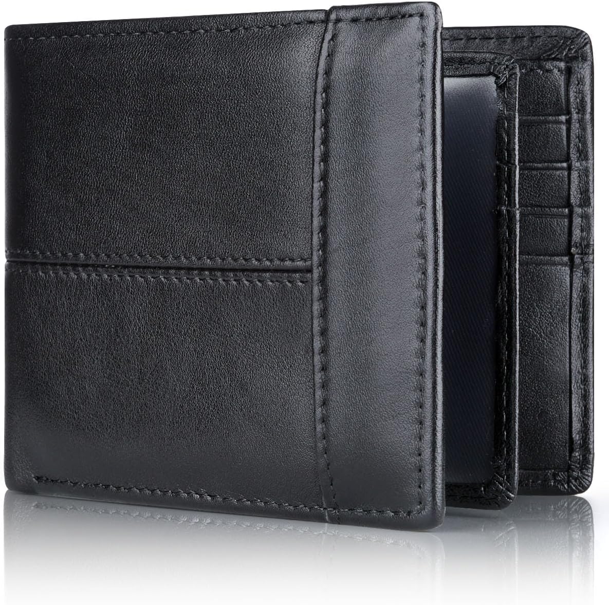 Leather Bifold Wallet for Men with 16 Card Slots – RFID Blocking, Durable