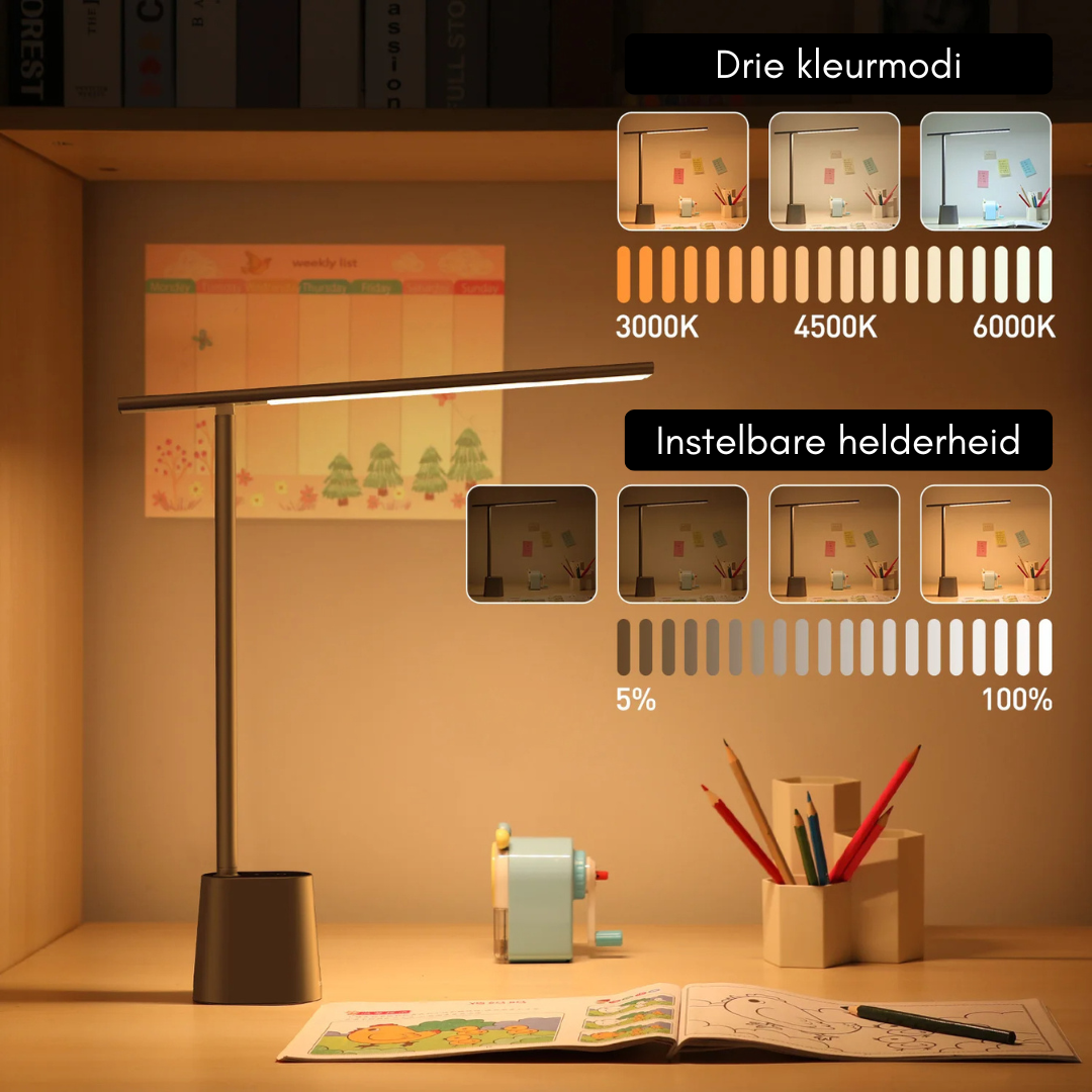 Battery-Powered Desk Lamp with Dimmable LED Light