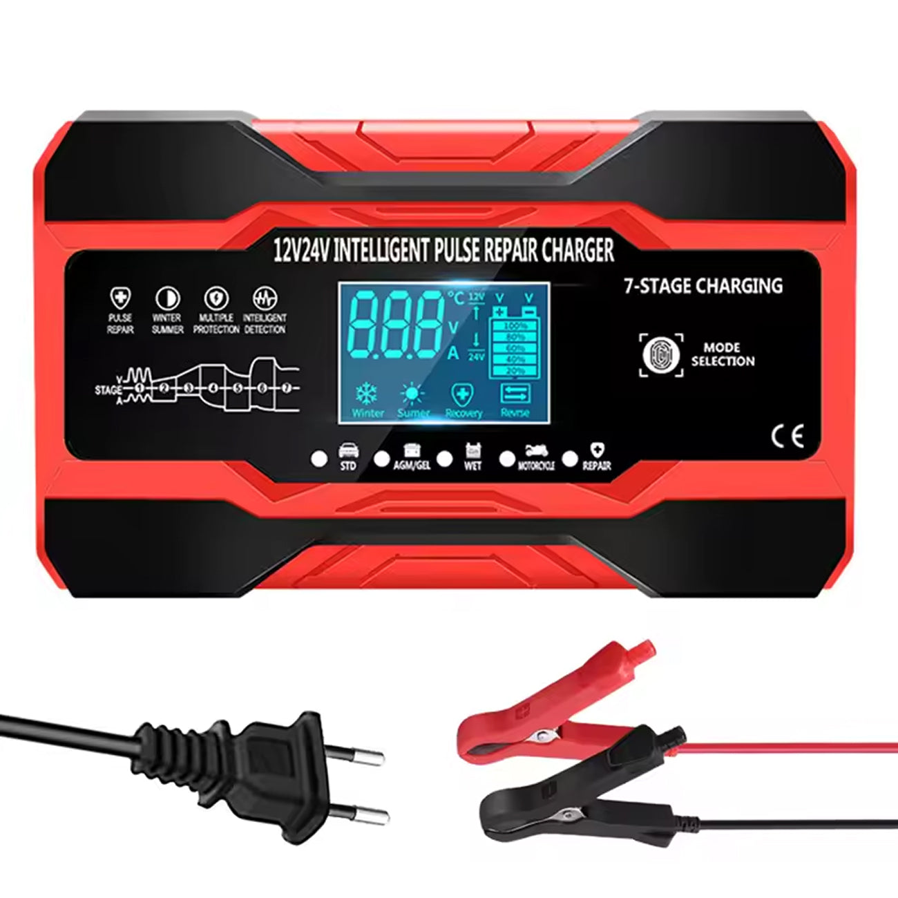 12V Automatic Car Battery Charger with LCD Screen – Universal Fit