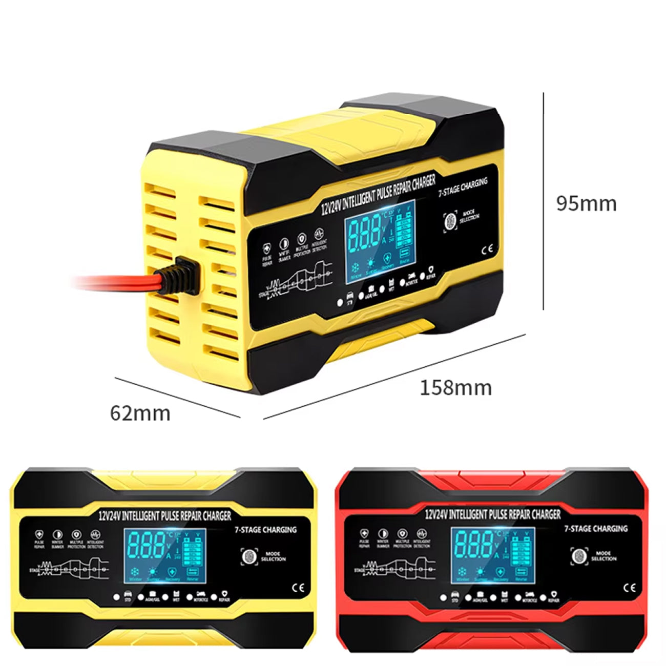 12V Automatic Car Battery Charger with LCD Screen – Universal Fit