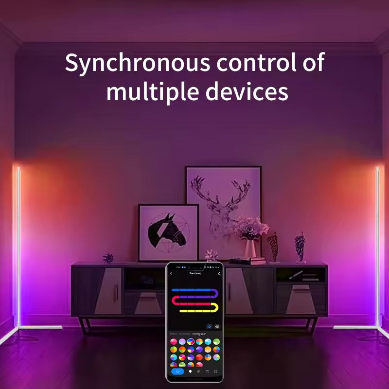 Smart RGB Corner Floor Lamp with Dimmable LED – App & Remote Control Options