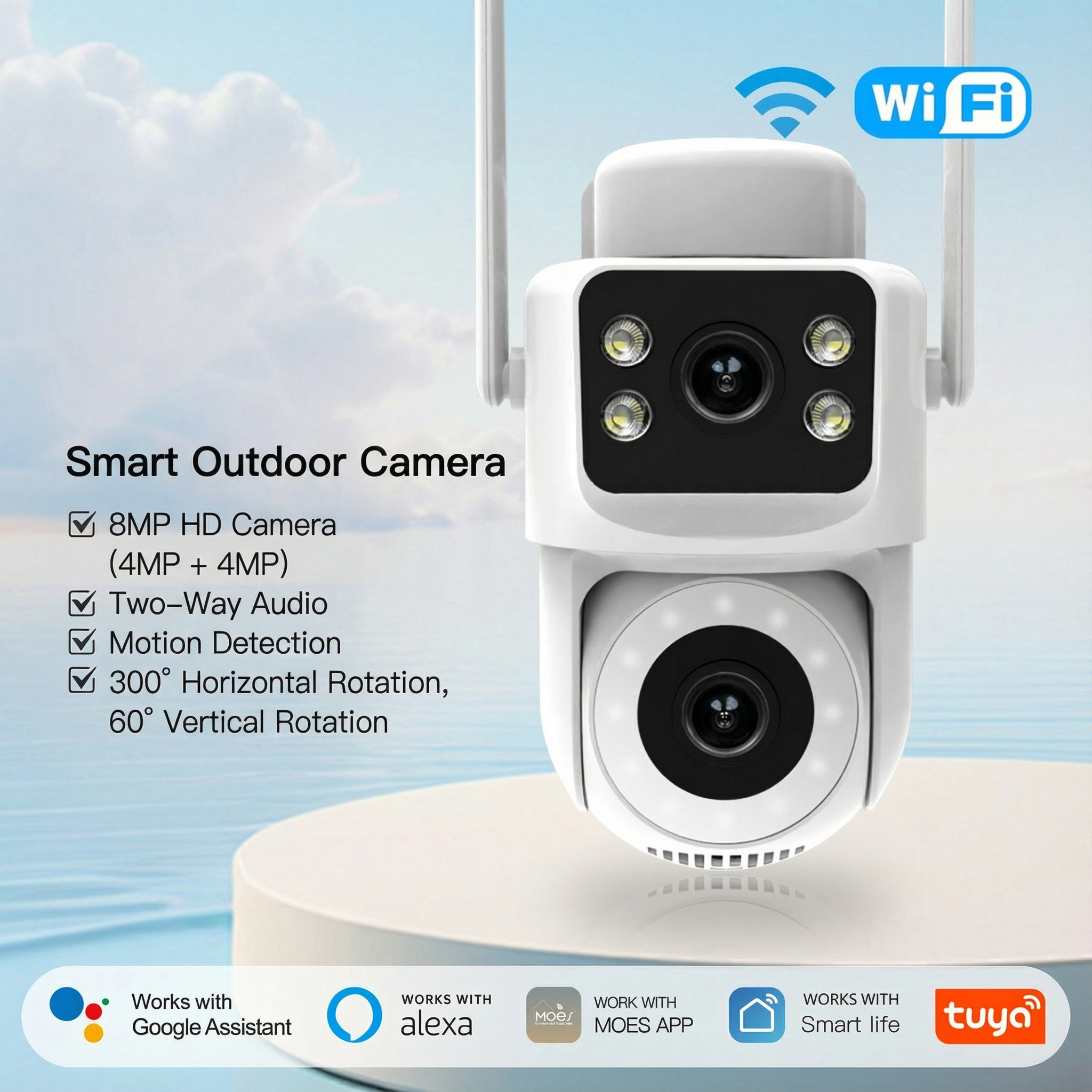 Wireless Outdoor Security Camera with Night Vision for Smart Homes