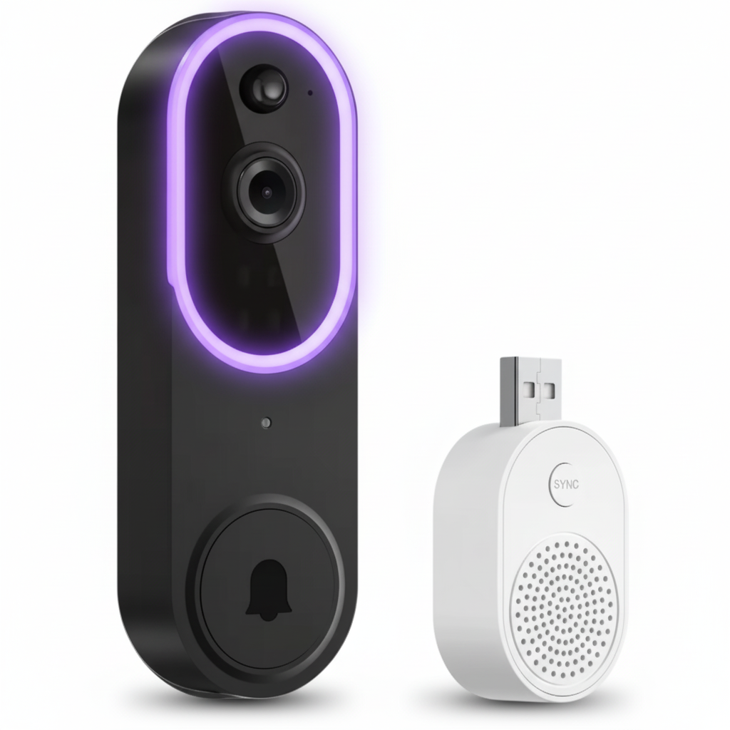 HD Video Doorbell with Night Vision, Person Detection & Two-Way Audio