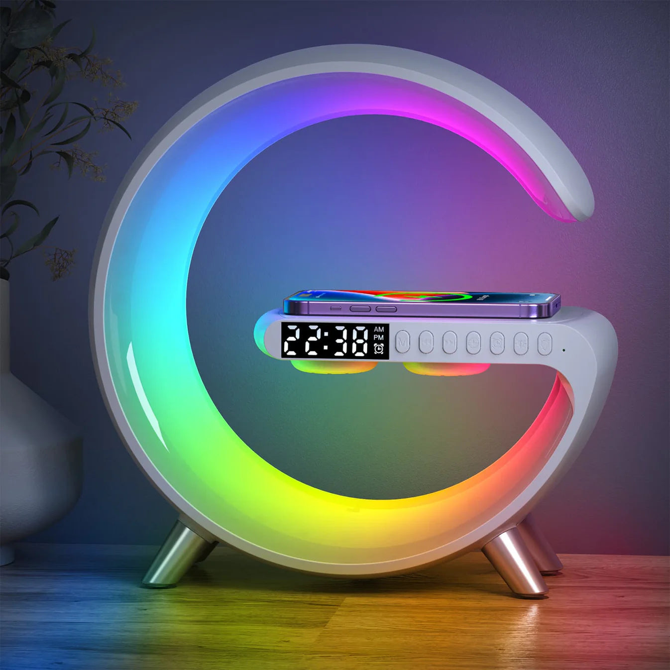 LED Alarm Clock with Sunrise Feature, 15W Wireless Charging & Bluetooth 5.0