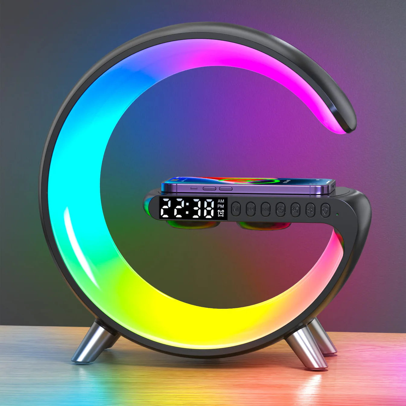 LED Alarm Clock with Sunrise Feature, 15W Wireless Charging & Bluetooth 5.0