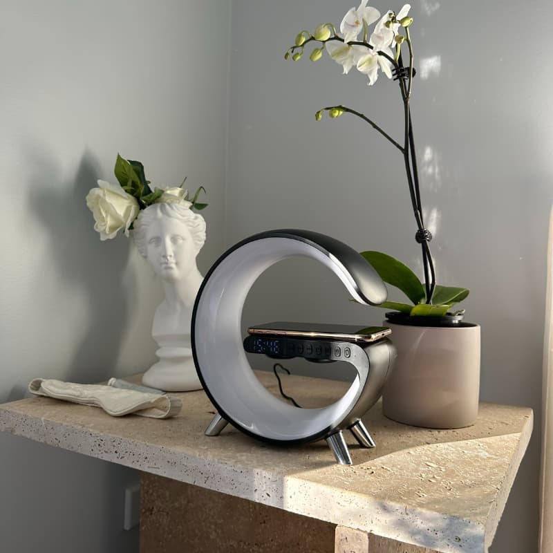 LED Alarm Clock with Sunrise Feature, 15W Wireless Charging & Bluetooth 5.0