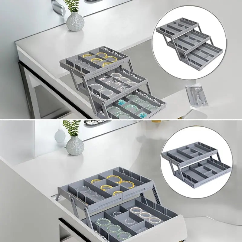 3-Tier Drawer Storage Organizer with Adjustable Dividers for Office & Kitchen