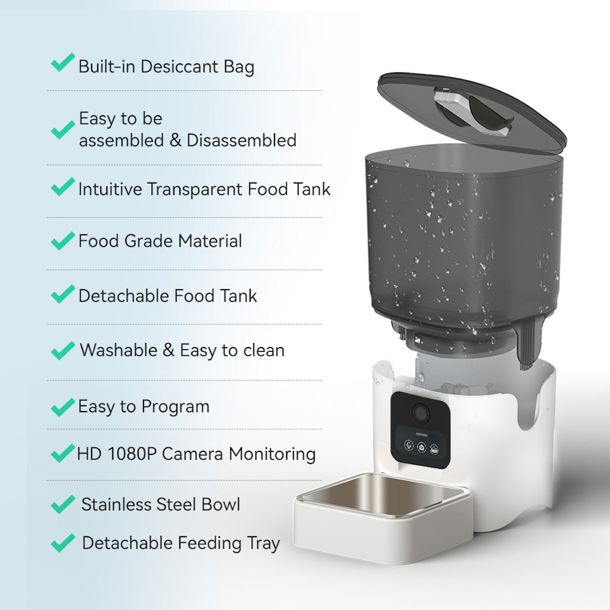 Smart Pet Feeder with 6L Capacity – App Control & Alexa Compatible, BPA-Free Stainless Steel Tray