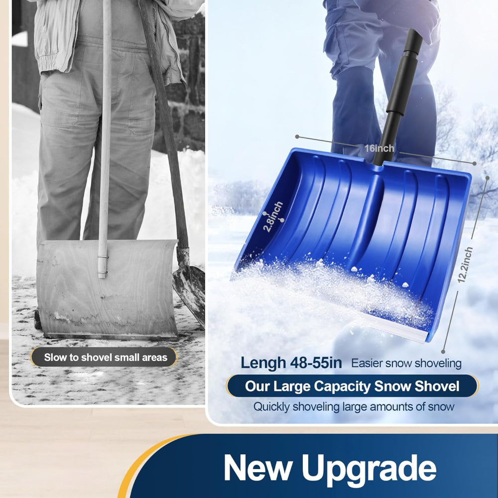 Ergonomic Snow Remover with Adjustable Grip and Extra-Wide Blade