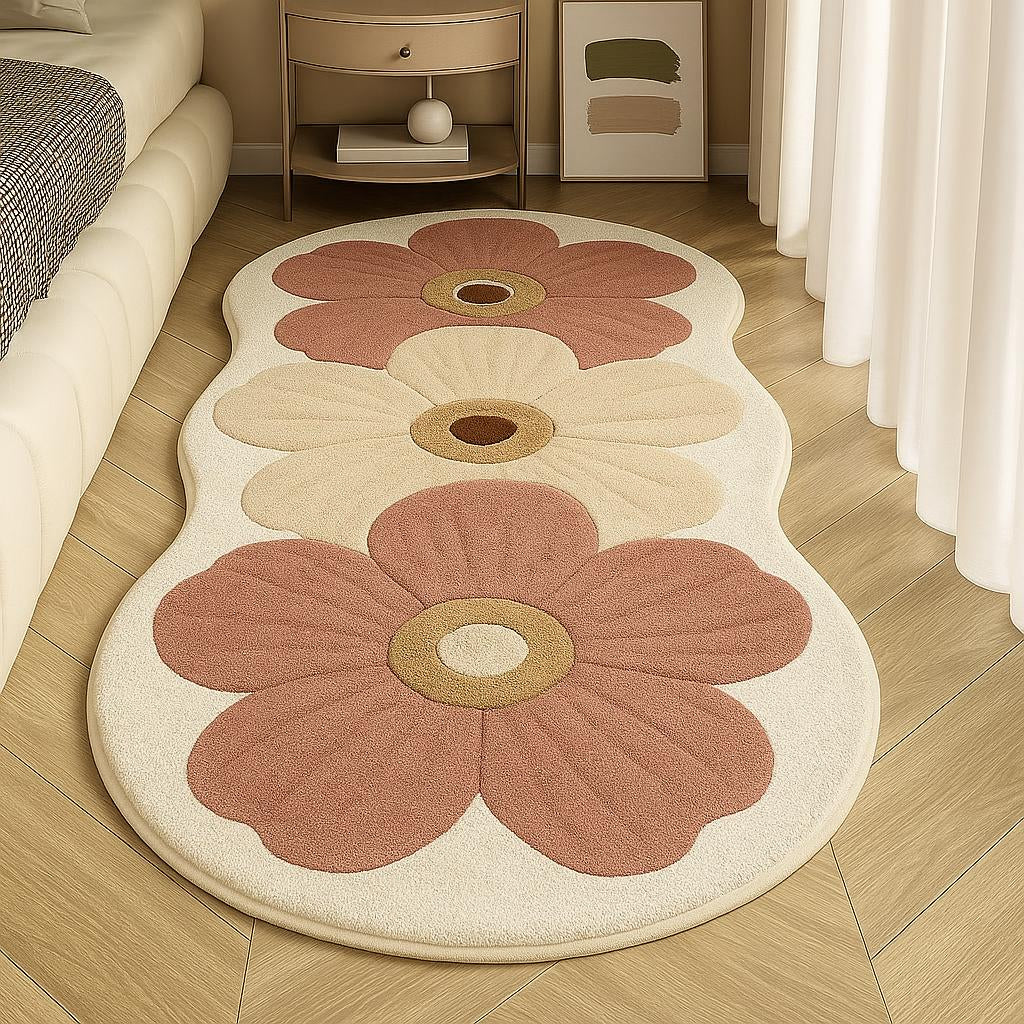 Non-Slip Backed Floral Area Rug | Cozy Plush Design for Soft Spaces