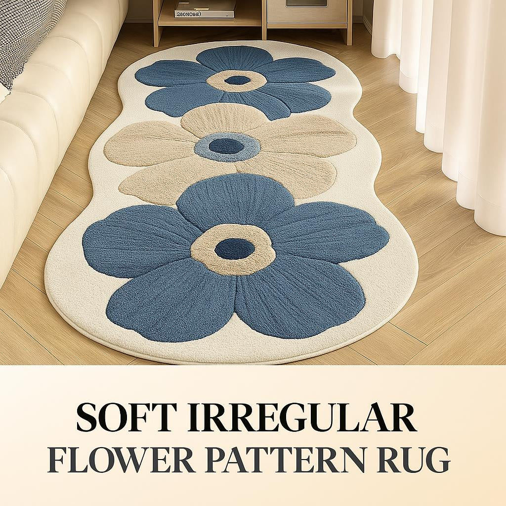 Non-Slip Backed Floral Area Rug | Cozy Plush Design for Soft Spaces