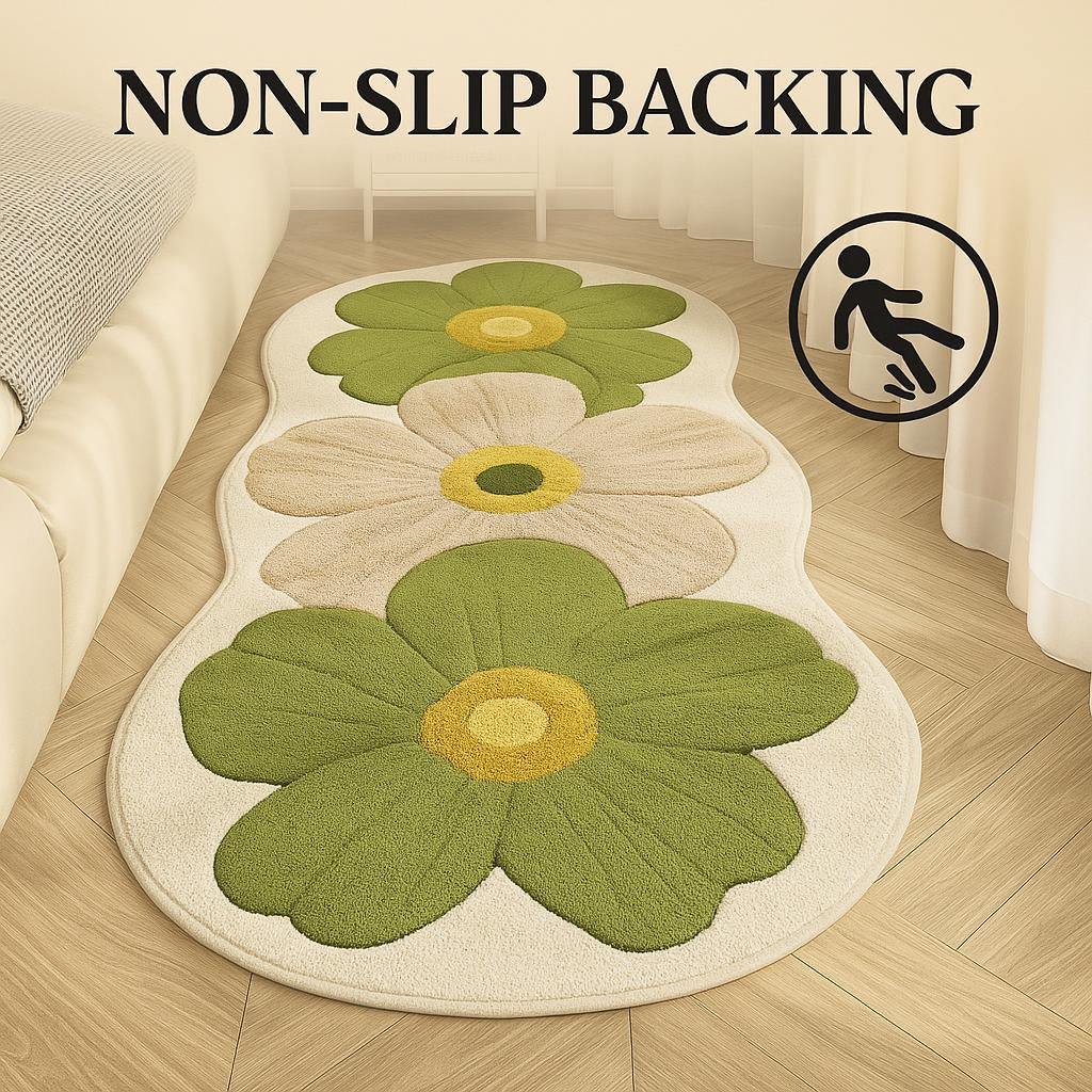 Non-Slip Backed Floral Area Rug | Cozy Plush Design for Soft Spaces