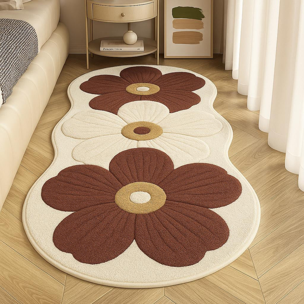 Non-Slip Backed Floral Area Rug | Cozy Plush Design for Soft Spaces